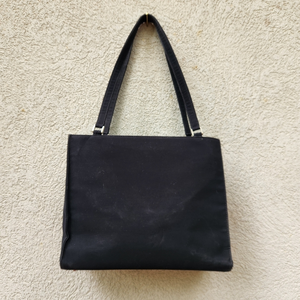 Kate Spade New York Sam Handbag Black Nylon Box Bag Double Handle Purse - Picture 2 of 12